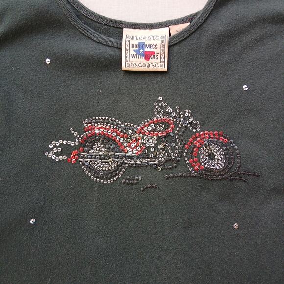 Don't Mess with Texas Sequin Chopper Tank Top XL repaired biker cotton - Picture 1 of 13